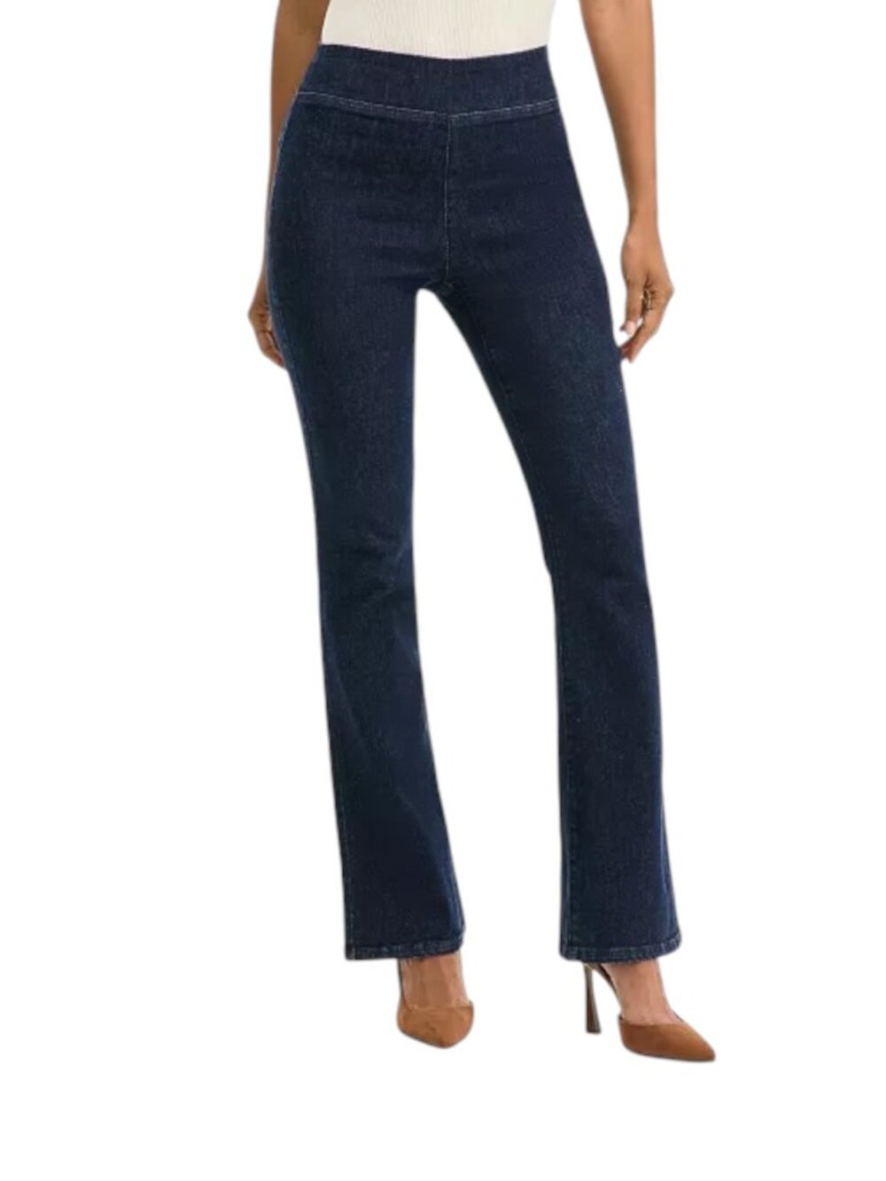 INC International Concepts Denim Pull-On Bootcut Jeans Sz 6 Blue High Rise